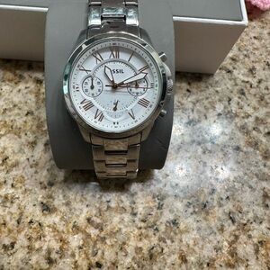 Fossil Stainless Steel Watch with White Dial